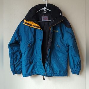 Vintage Mobius Youth Sz 12 Ski Jacket Colorblock Zip Snap Closure Overlay 1990's